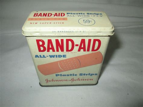 value of metal band aid box|vintage band aid box.